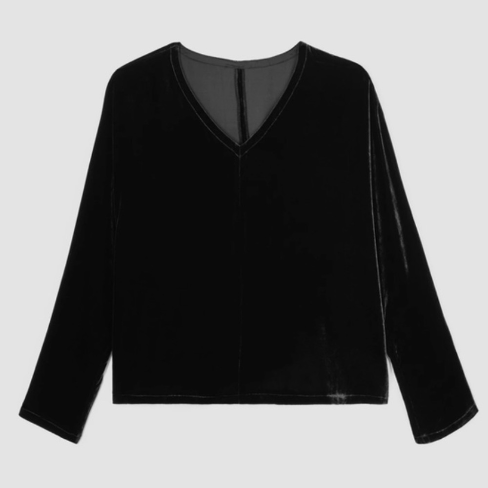 NWT Eileen Fisher Velvet V-Neck Top - Picture 5 of 8